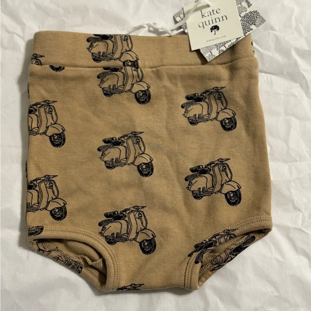 Kate Quinn Retro Bloomer Black Tan Scooter Print Diaper Cover